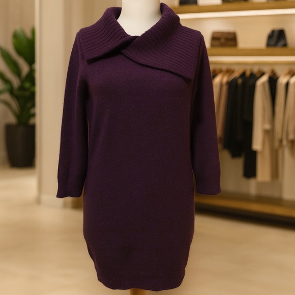Cynthia Rowley Purple Pure Cashmere 3/4 Sleeves Tunic Sweater Size X-Small or S